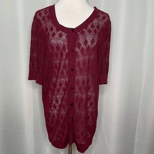 Talbots open weave burgundy cardigan. NWOT